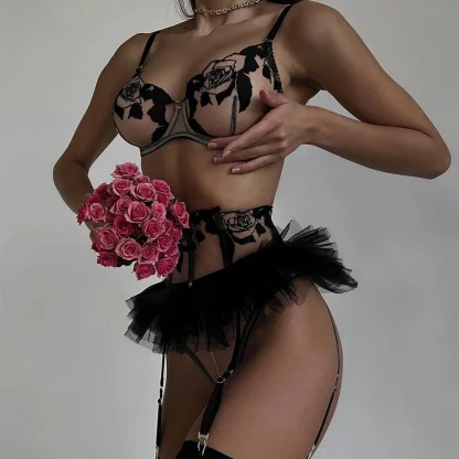 See-through Ruffled Garter Lingerie - Image 2