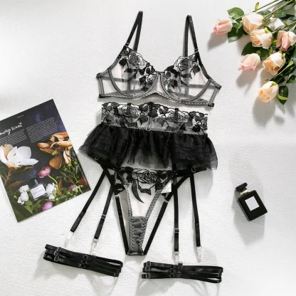 See-through Ruffled Garter Lingerie - Image 4