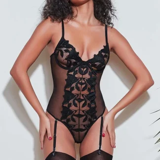 Sheer Mesh Sexy Black Bodysuit