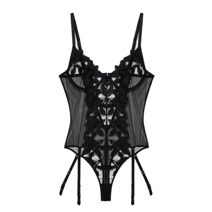 Sheer Mesh Sexy Black Bodysuit - Image 5